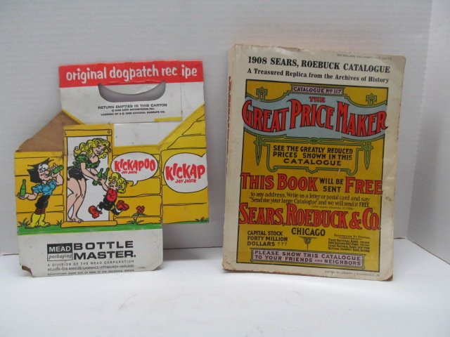 Vintage 1965 Kick-A-Poo Joy Juice Soda Carrier & Vinta: Vintage 1965 Kick-A-Poo Joy Juice Soda Carrier & Vintage 1969 Sears, Roebuck & Co. Catalog