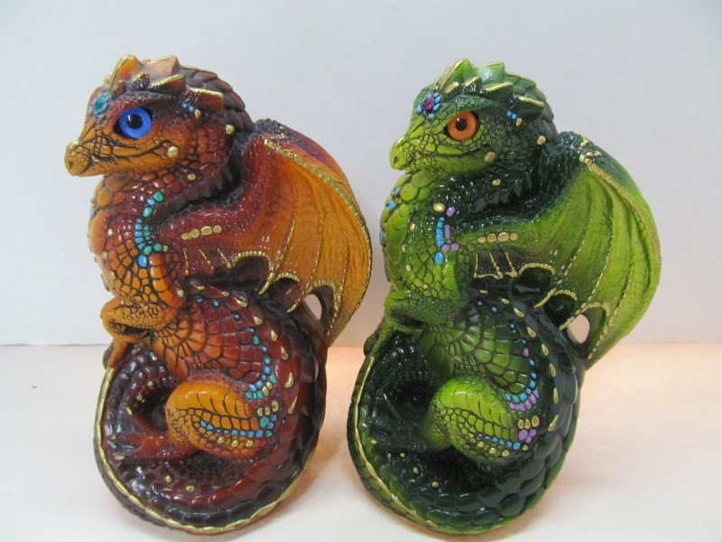 Pair of Windstone Baby Dragon Figurines 5 1/2": Pair of Windstone Baby Dragon Figurines 5 1/2"