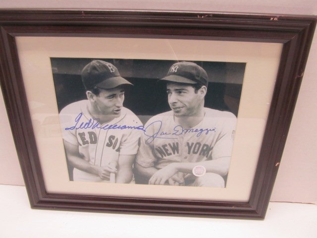 SPORTS MEMORABILIA ~ Autographed Ted Williams & Joe: SPORTS MEMORABILIA ~ Autographed Ted Williams & Joe DiMaggio Framed Photo ~ 12" X 12"