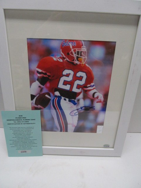 SPORTS MEMORABILIA ~ Autographed Emmit Smith: SPORTS MEMORABILIA ~ Autographed Emmit Smith Framed/Matted College Picture ~ FL Gators ~ 15 1/2" X 12 1/2"