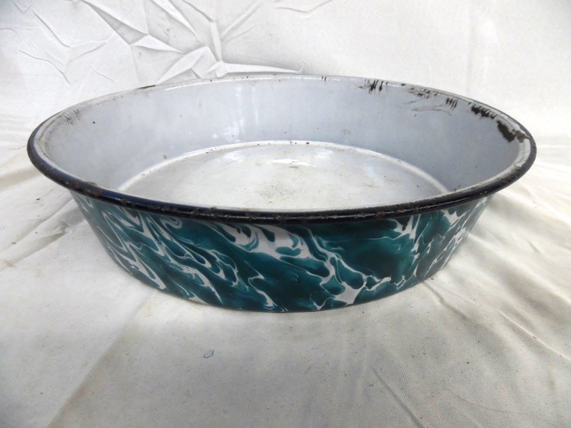 Antique Rare Green Sponge Granite Ware Enamel Cobbler (1 of 4)