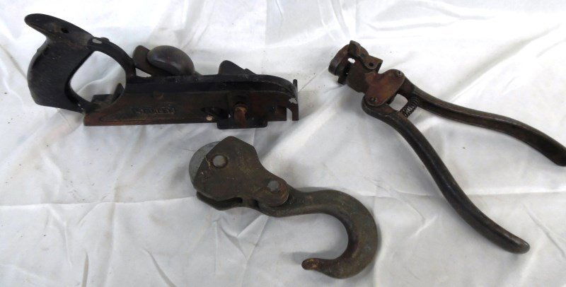 Lot of 3 Vintage Tools ~ Stanley Wood Plane ~ Leather (1 of 4)