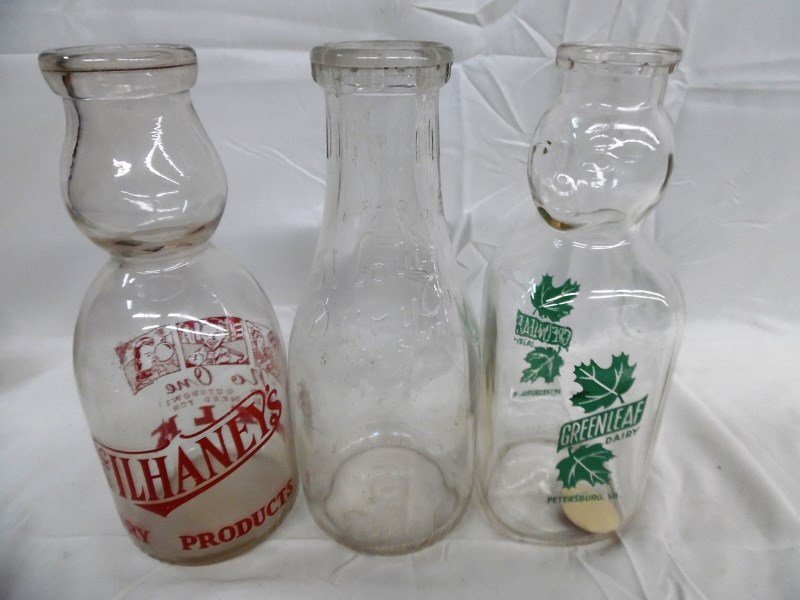 Lot of 3 Vintage Milk Bottles ~ McIlhaney's ~ Greenleaf (1 of 9)