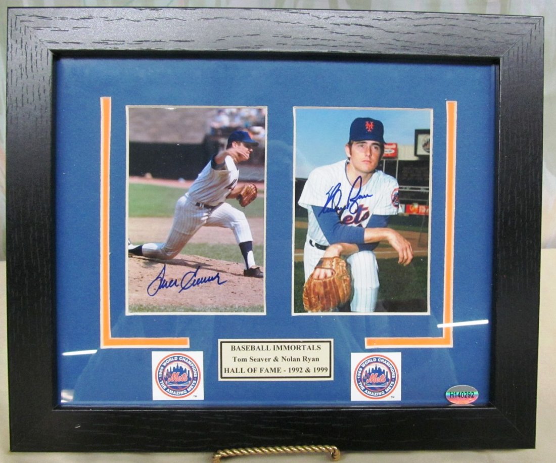 Autographed Tom Seaver & Nolan Ryan Framed Photograph (1 of 9)