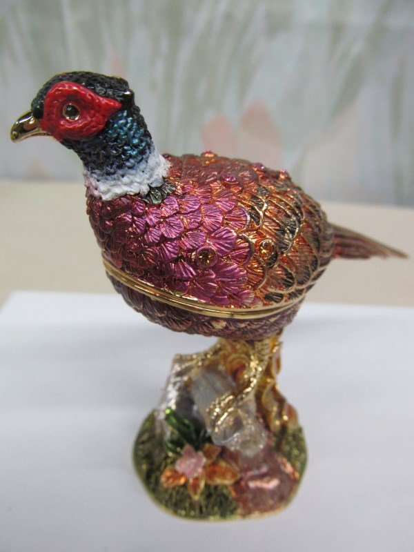 Swarovski Crystal Studded Peacock Trinket Box (1 of 5)