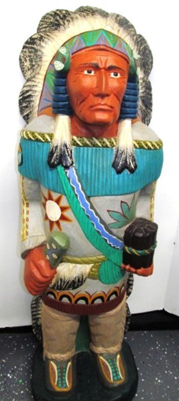 Vintage Wood Carved Cigar Store 39" Indian (1 of 6)