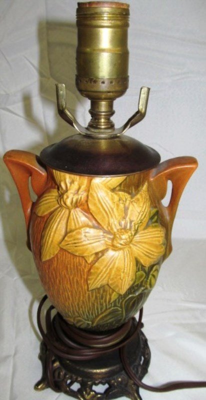 Original Vintage Roseville Pottery Clematis Table Lamp (1 of 6)