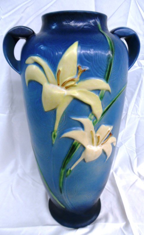 Large Original Roseville Pottery Zephyr Lily Floor Vase (1 of 7)