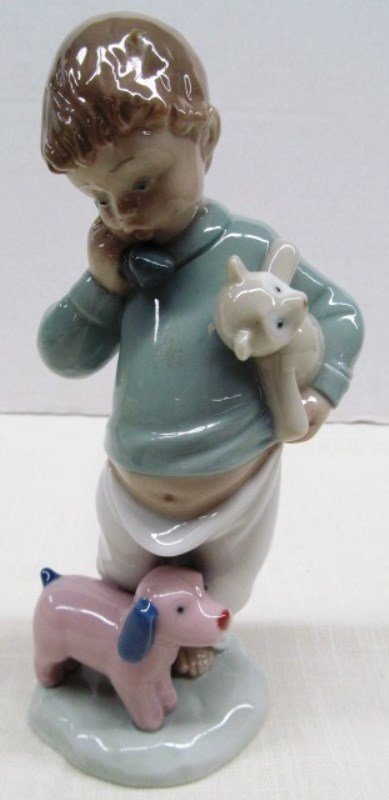 Lladro Nao Boy With Phone, Bear & Puppy ~ 7" Tall (1 of 7)