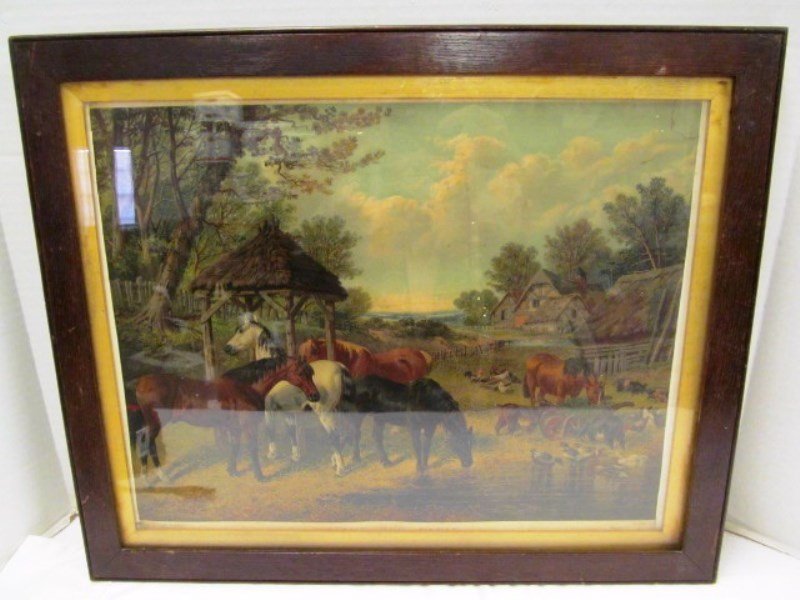 Vintage Wood Framed Horses Print ~ The Old Farm Plate ~ (1 of 7)