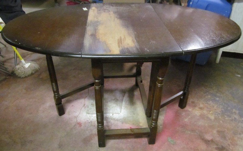 Vintage Drop Leaf Gate Let Dining Table ~ Top leaf: Vintage Drop Leaf Gate Let Dining Table ~ Top leaf needs refinishing