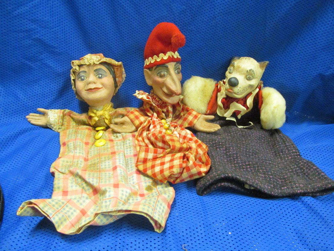 Vintage Lot of 3 (389) 1930's Hand Puppets ~ Punch ~ (1 of 7)