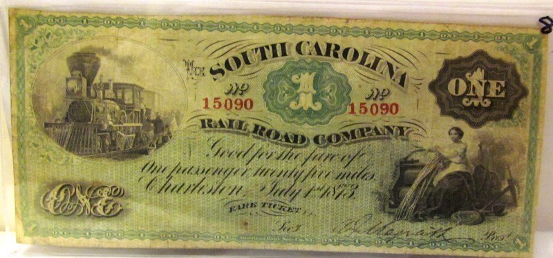 Rare 1873 1 Fare The South Caroline Railroad Company ~: Rare 1873 1 Fare The South Caroline Railroad Company ~ Train w/Passengers