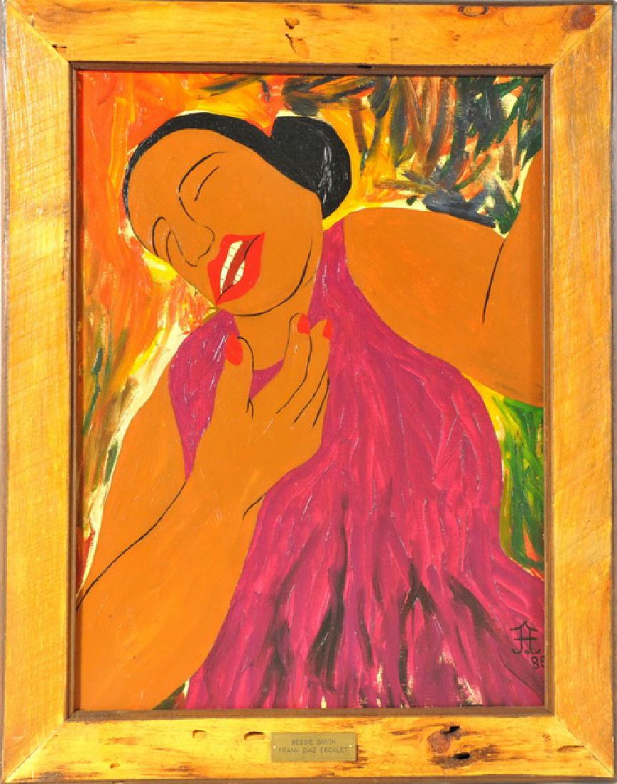 Acrylic On Board By Frank Diaz Escalet World Tour: AOB framed World Tour 23 x 17" Bessie Smith 1985