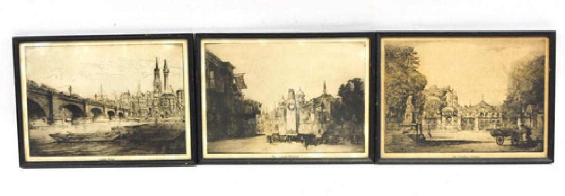 6 William Monk Etchings 1863-1937: Each Framed and Measure 11x8