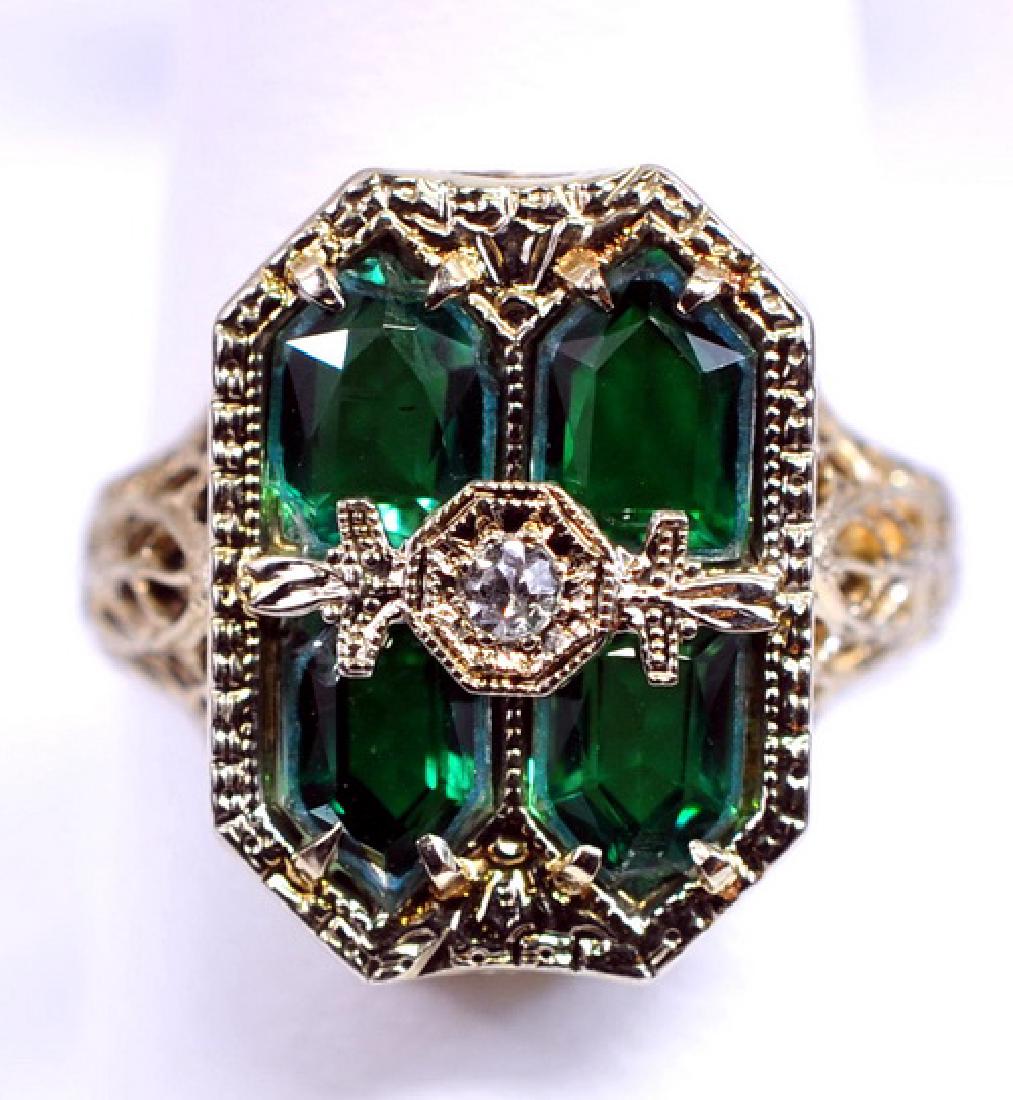 Antique Diamond Emerald 14K Ring Mar 15, 2017 Saco River Auction in ME