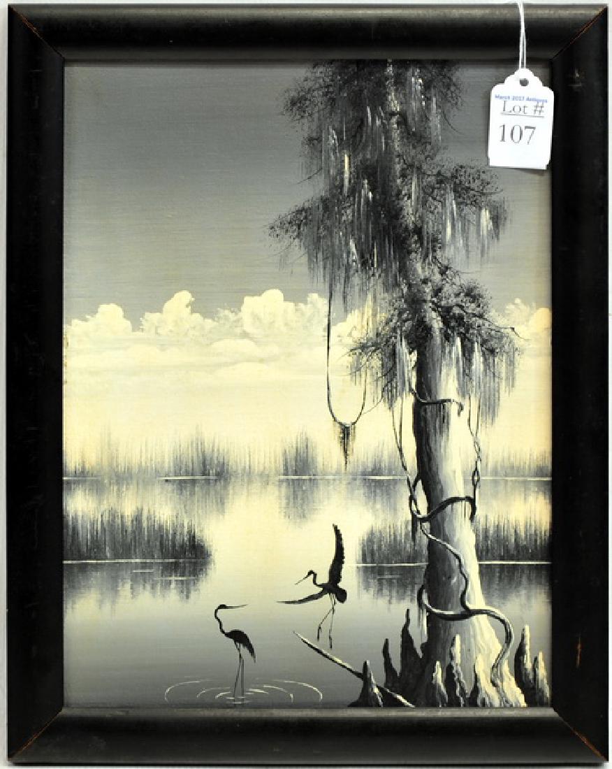 OOB "Louisiana Herons Avery Island": Signed T.S. Driskell 1958. Measures 14" x 11"