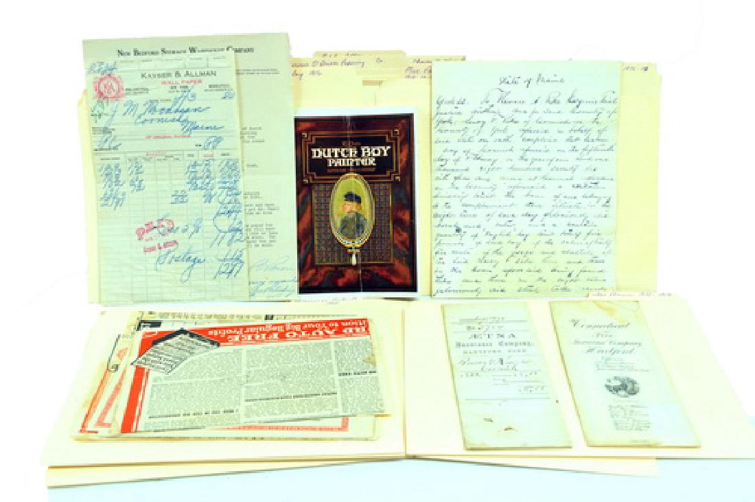 15 Folders of old papers found in a Maine attic: To include :Odd Fellows, Kayser & Allman info, Anderson Shoe Co., State of Maine Papers dating back 1877 , much more.