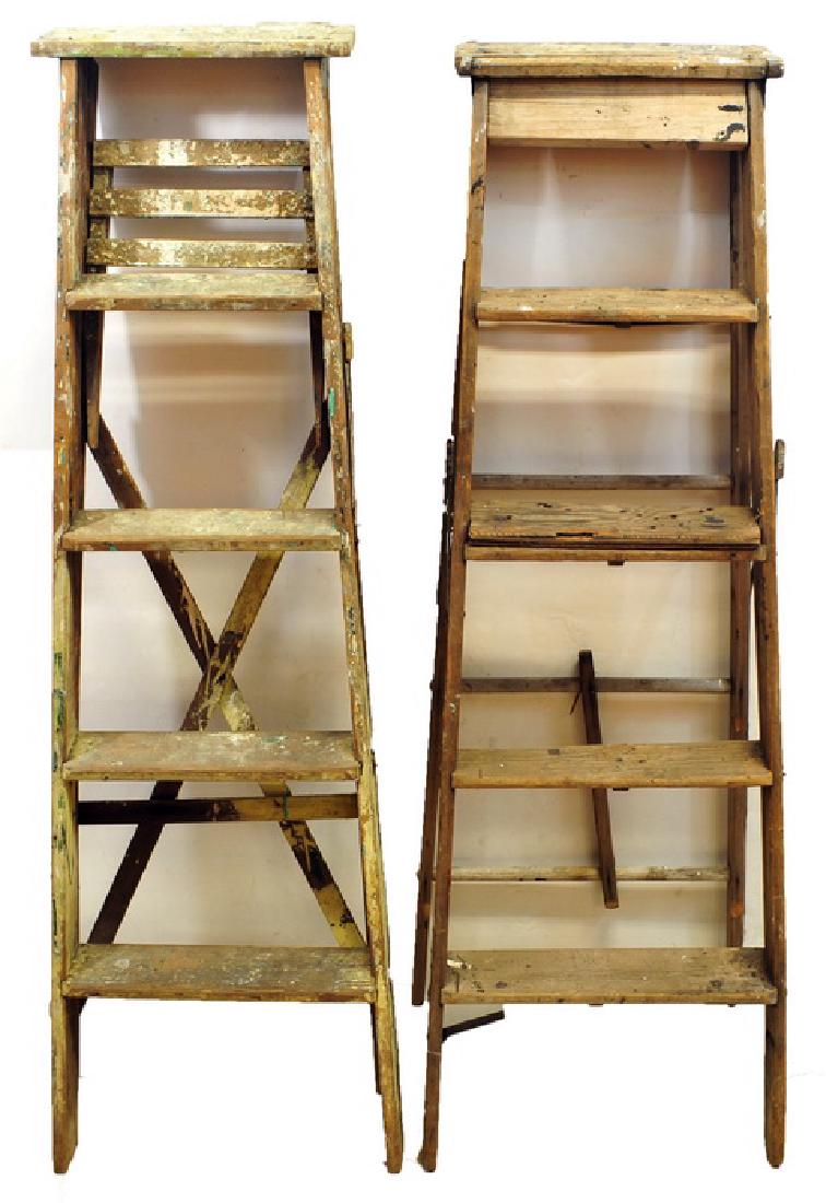 2 Five feet high wooden ladders: in good shape