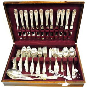 Georg Jensen Sterling Silver Flatware 103.65 OZT: Service For 12 With Additional Serving Pieces, 94 Pieces, Monogrammed, Custom Pattern