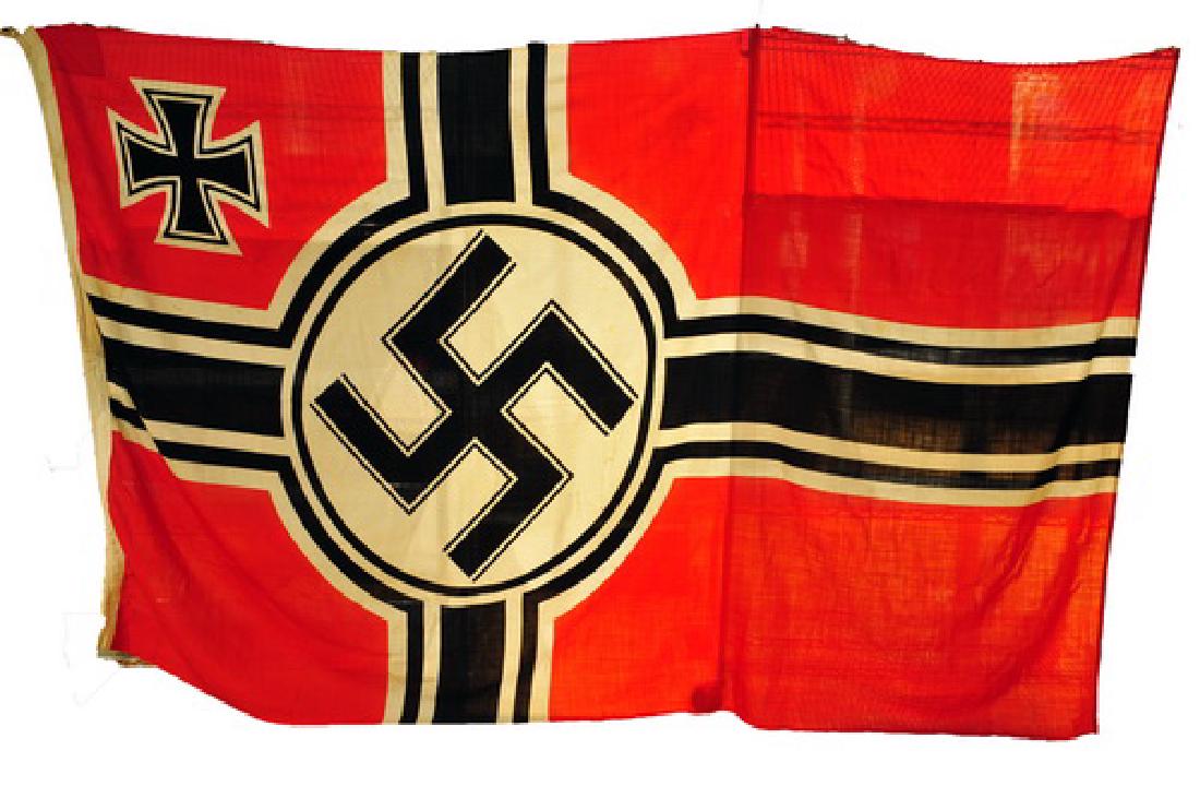Original WWII Kreigsmarine Battle Flag: Measures 120"x76 all marked along edge Reichskriegsflg