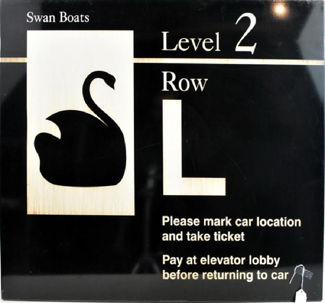 Vintage Boston Logan Airport Swan Boat Sign: Once was hung in Logan Airport Parking Garage, measures 36x32