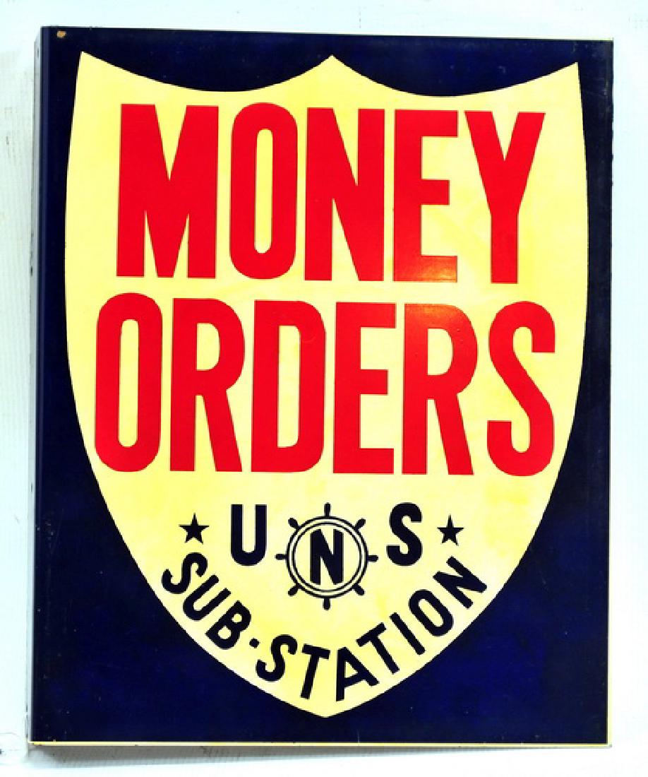 Vintage US Navy Money Order Two Sided Sign: 13x10 in great shape