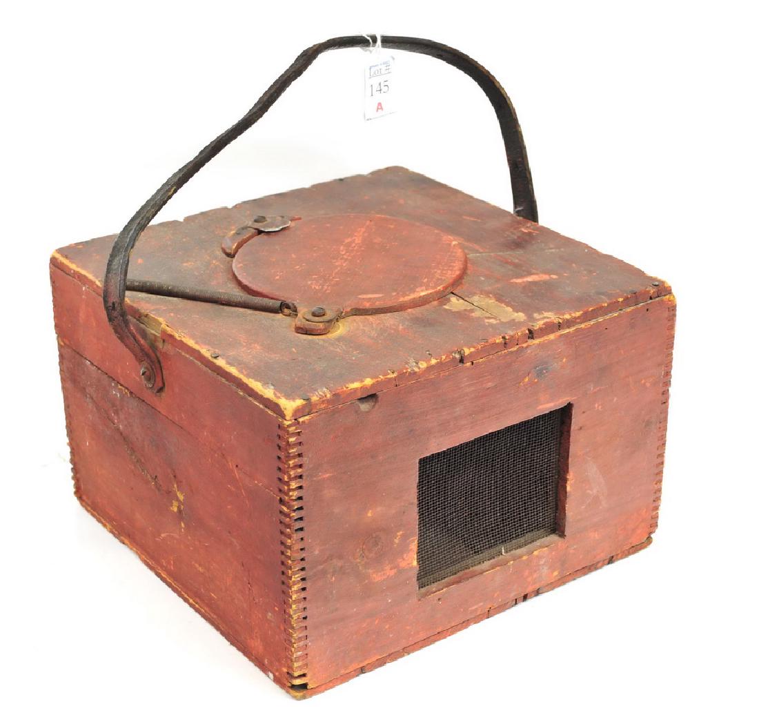 Antique Racing Pigeon Carrier: Old Red Paint, 12"x12"