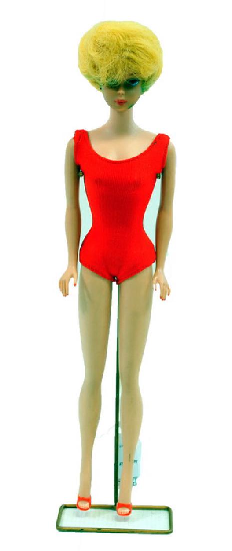 1963 Barbie Doll in Swimsuit With High Heels: 12" on stand