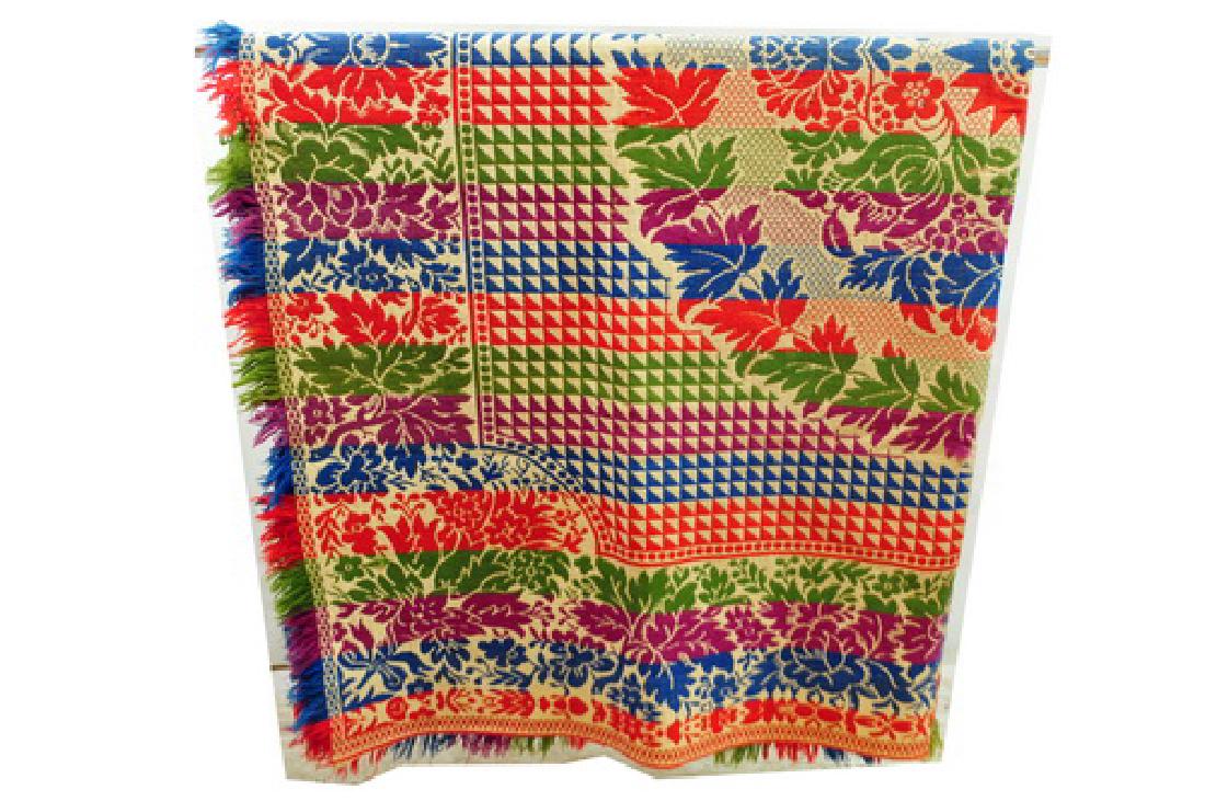 Vintage Multi Colored Coverlet: In Good Condition