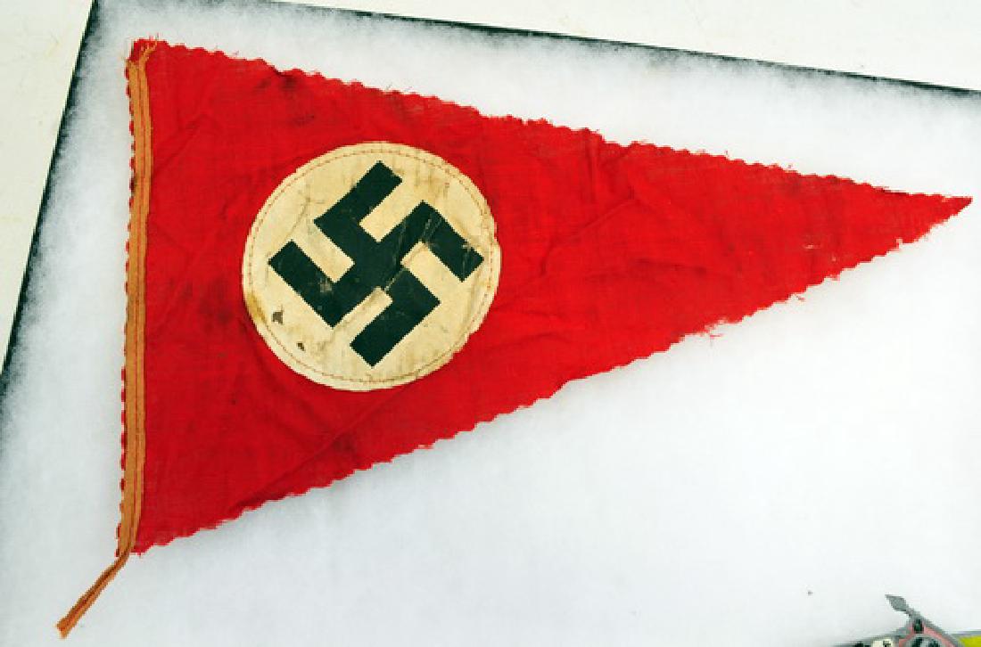 WWII Nazi German Soldier Mementos: Triangle Pennant, medals, insignia