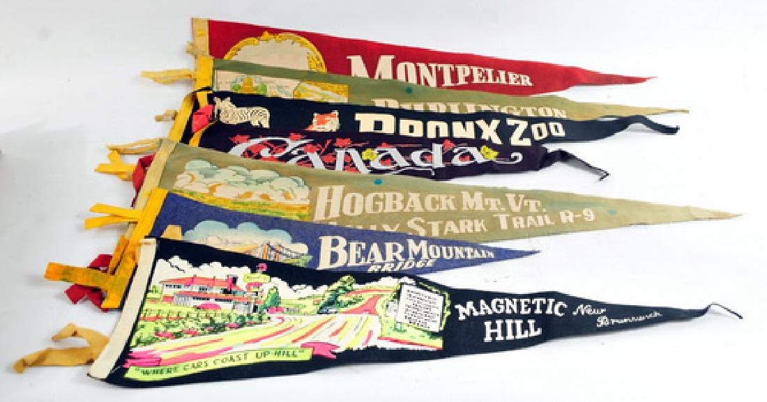 25 Estate Felt Pennants 1940's and 50's: Various schools, travel and more