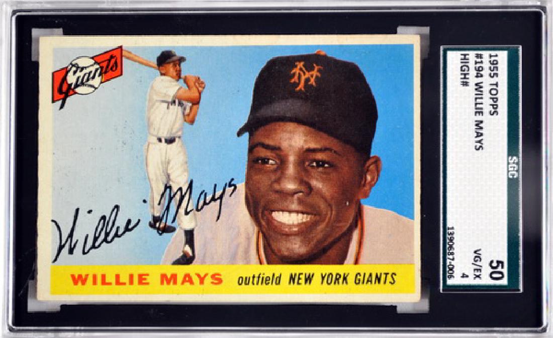 1955 Topps Willie Mays Sgc 50 Vg/ex 4: Card #194