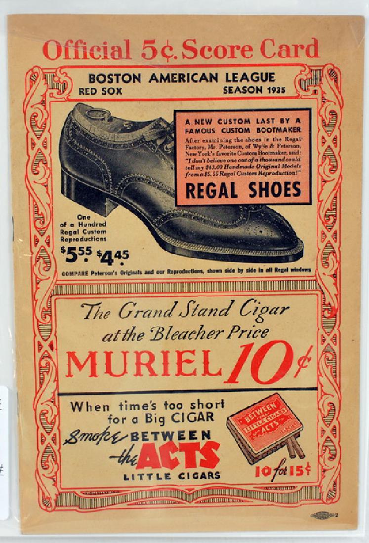 1935 Red Sox Vs. Yankees Scorecard (1 of 1)