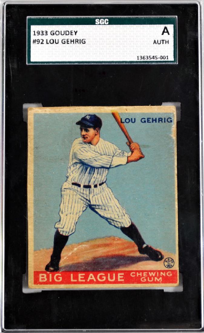 1933 Goudey Lou Gehrig Sgc Authentic: Card #92