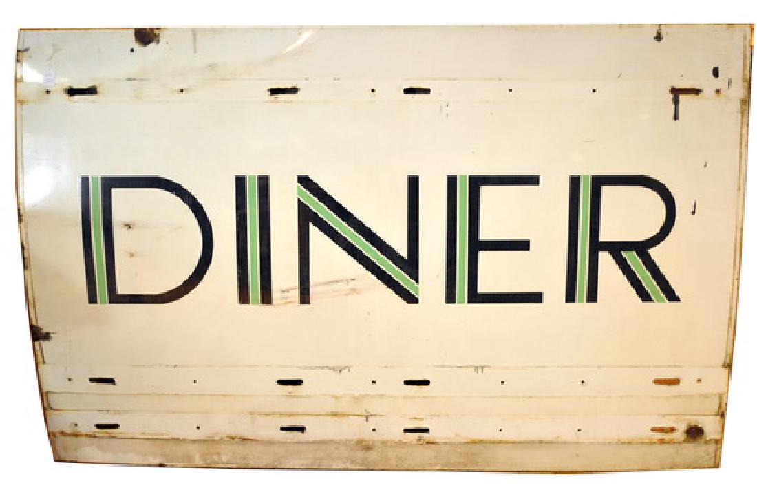 Barr's Diner Two Piece Original Porcelain Sign: From The Famous Barr's Diner Founded In The 1930's At The Loudon Classic Motorcycle Racetrack In New Hampshire. The Two Panels When Combined Read "barr's Diner" Which Was A Monarch Style Diner With Po