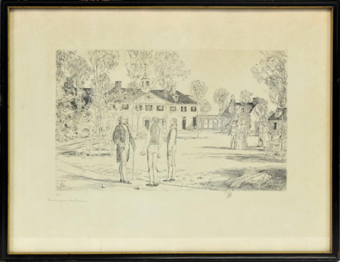 Etching, Pencil signed (monogram): by Childe Hassam (1859-1935) and signed and dated 1931 lower right in plate, Pencil numbered "20" lower left, 20" X 15" includes frame