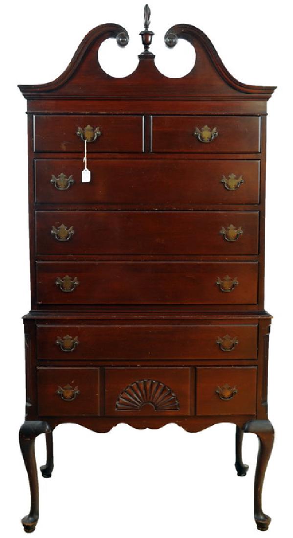 Mahogany Highboy: 69" X 32" X 19", good condition