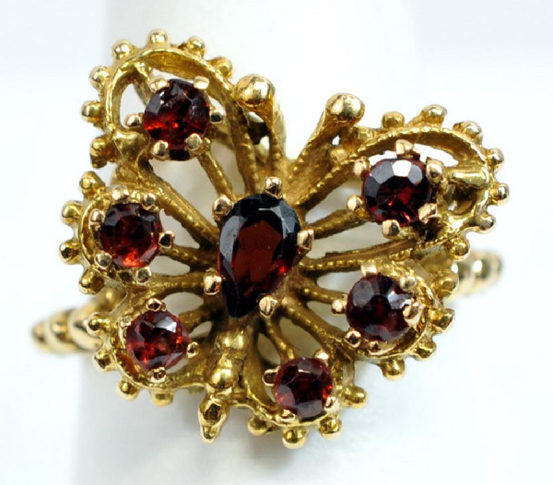 Ladies 14k Yellow Gold Garnet Butterfly Ring Size6 (1 of 3)