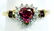 Ladies 10k Yellow Gold Ruby Diamond Ring Size 7