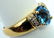 Ladies 10k Yellow Gold Blue Topaz & Diamond Ring - 2