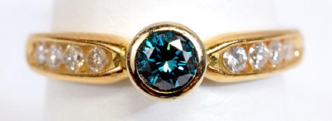 Ladies 14k Yellow Gold 1/3 Ct Blue Diamond Ring (1 of 3)