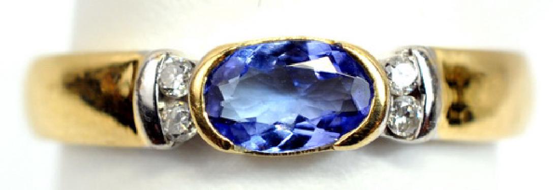 Ladies 14k Yellow Gold Tanzanite Diamond Ring (1 of 3)