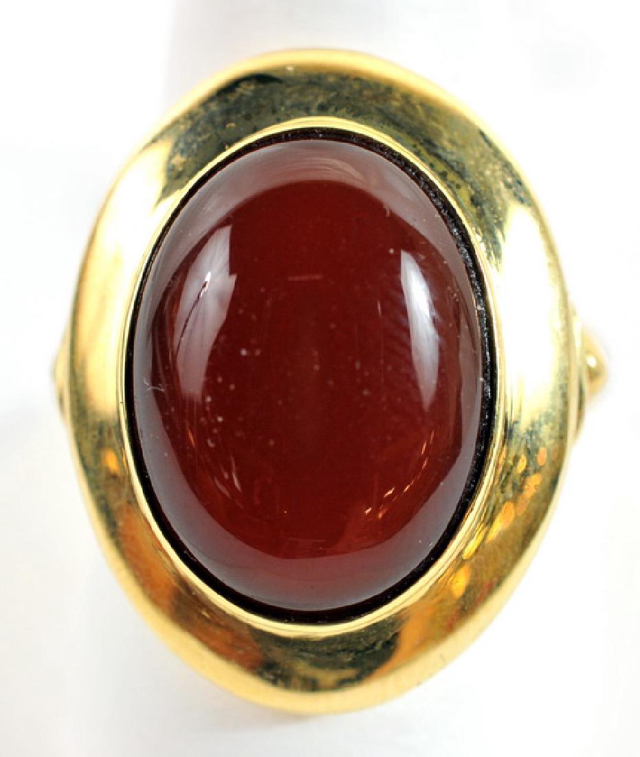Ladies 18k Yellow Gold Cabochon Red Agate Ring (1 of 3)