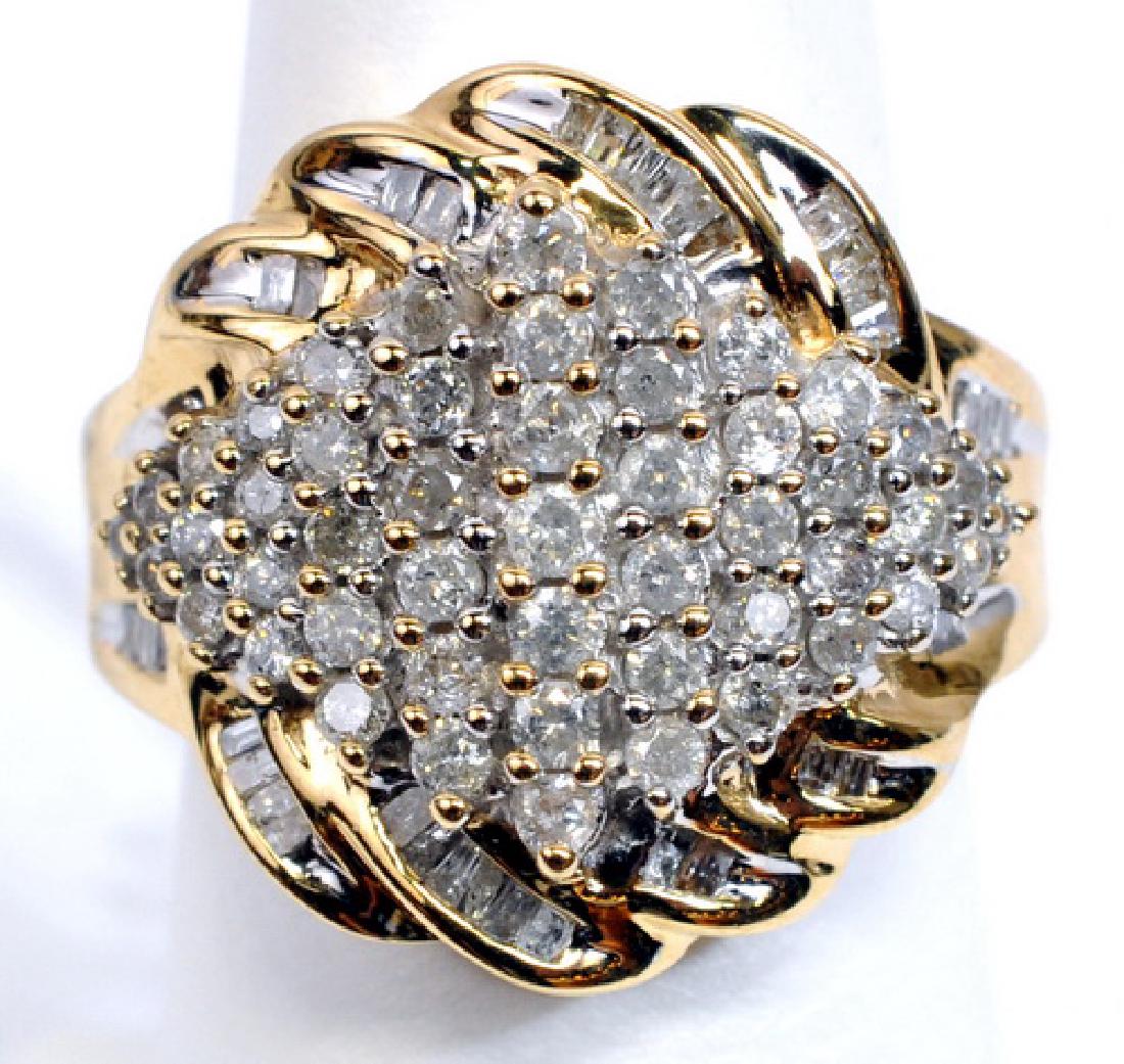 Ladies 14k Gold Diamond 2 Cttw Cluster Ring Size 6 (1 of 3)