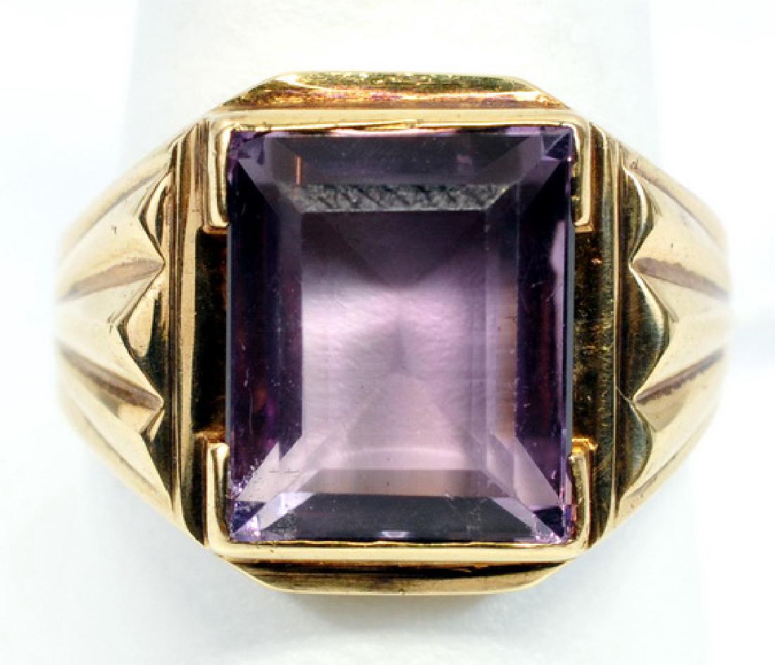 Men's 10k Yellow Gold Amethyst Ring Size 9 (1 of 3)