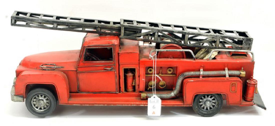 Vintage Pressed Metal Ladder Truck: Measures 21"