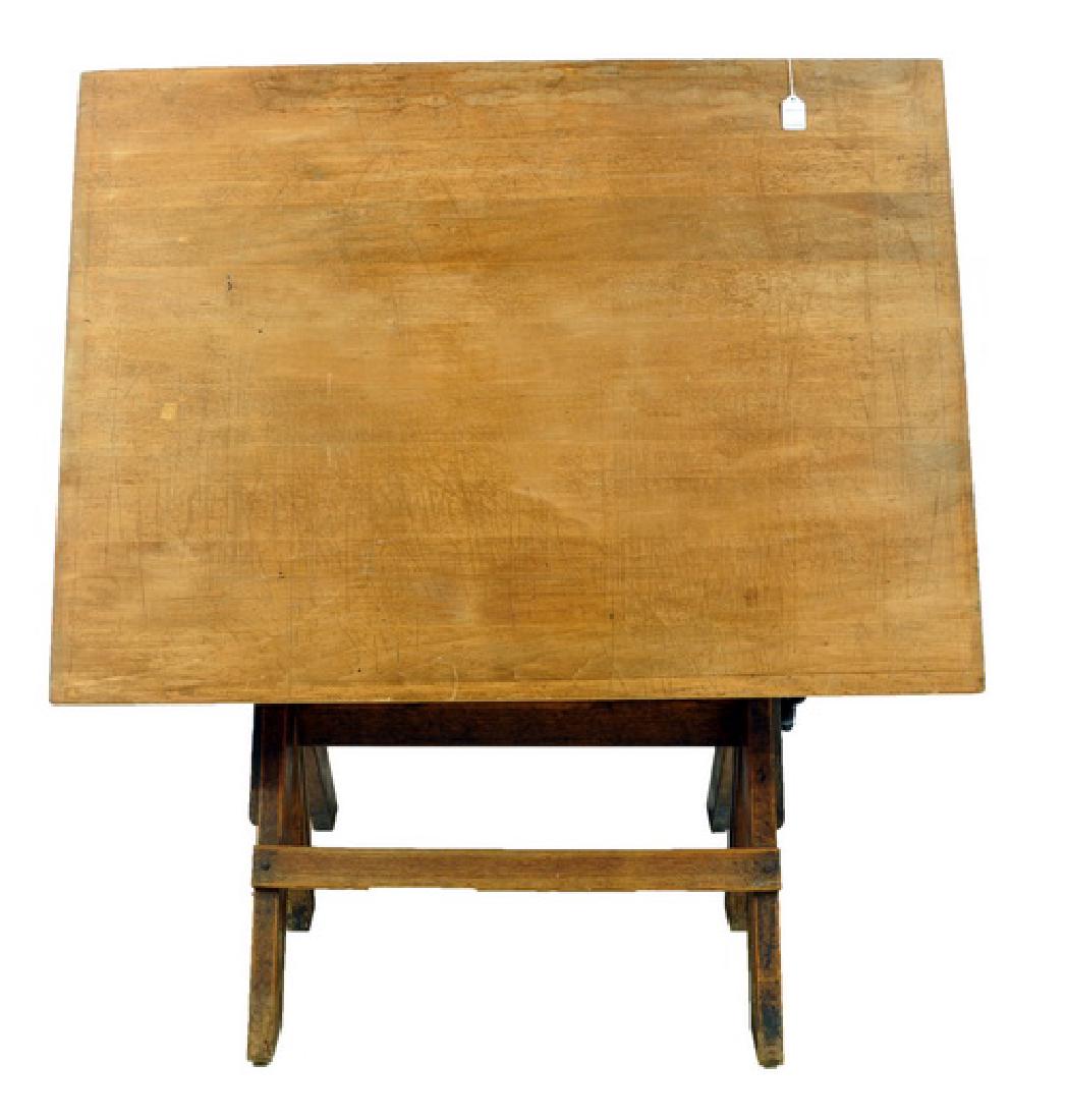 Antique Oak Drafting Table: Measures 42x31x45