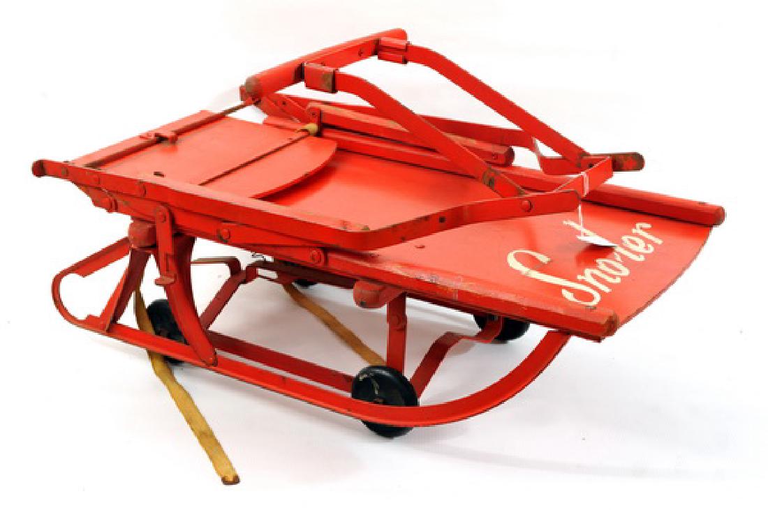 Snoler Antique Childs Sled: Measures 34x13x45 With Arm, Great Paint