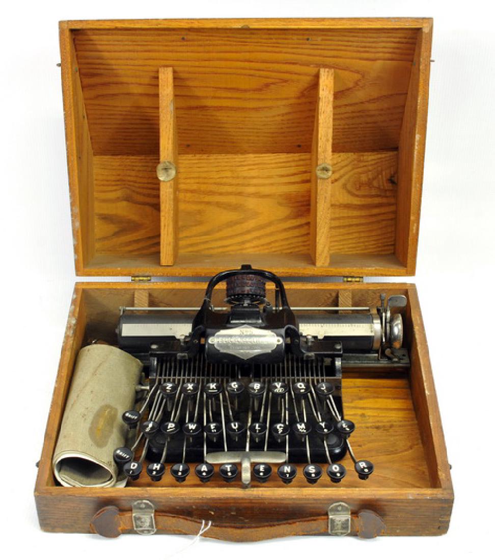 # 6 Buckensderfer Typewriter In Oak Case: In Excellent Condition
